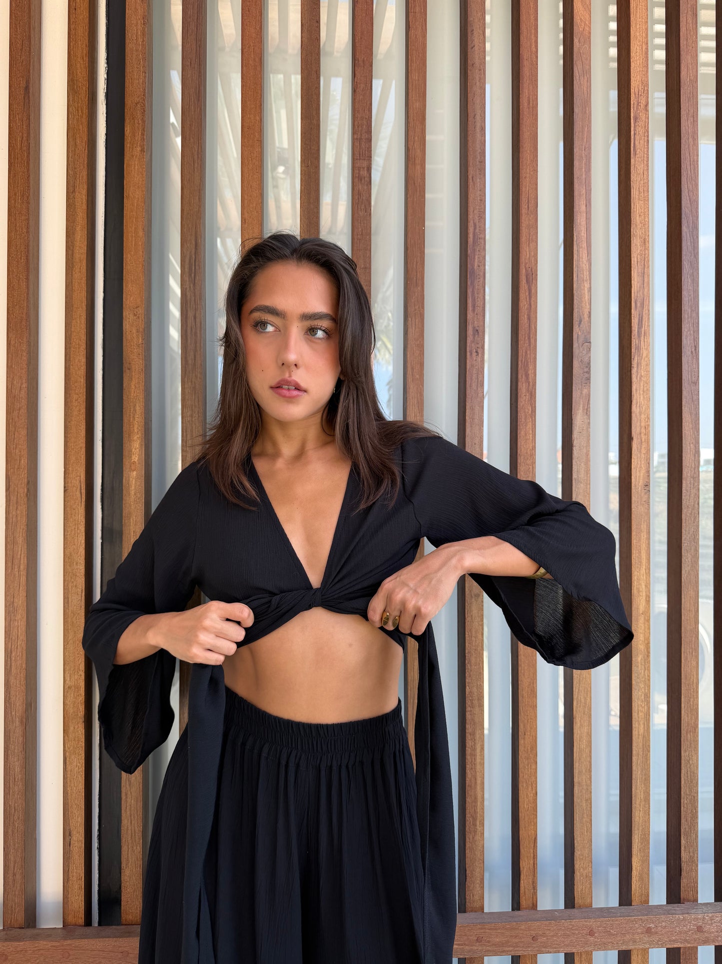 Wrap Top Crinkle - Black