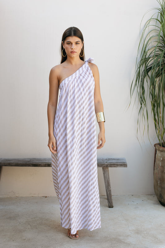 Angel Maxi Dress - Beige Stripe