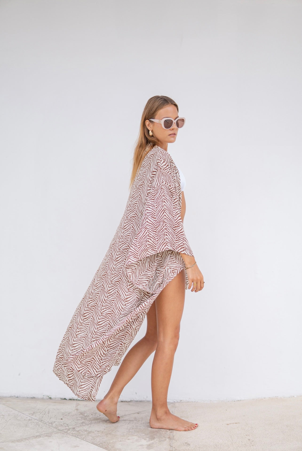 Luna Kimono - Tribal Stripe Choc/Beige