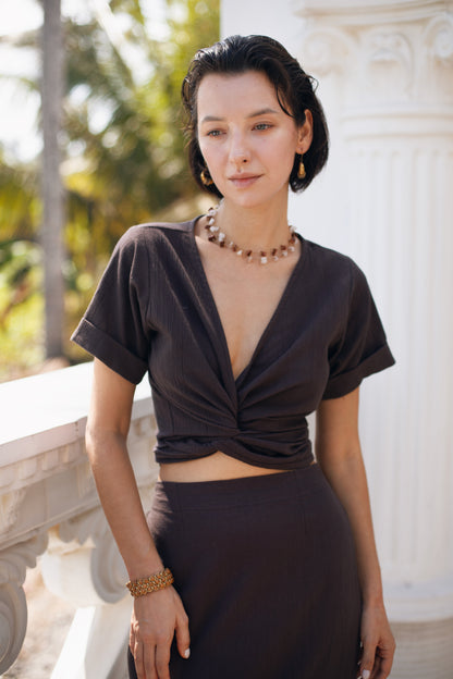 Rina Wrap Top - Espressso