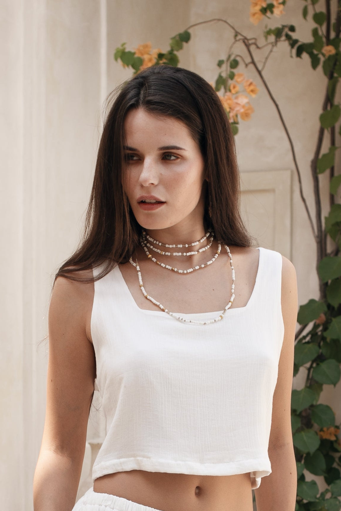 Beaded Wrap Necklace - White