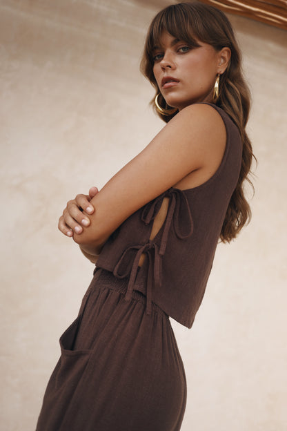 Zinnia Tie Top - Espresso