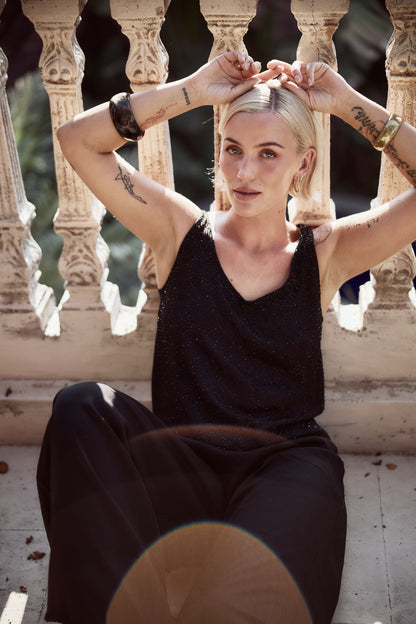 Celeste top - black fugette beaded
