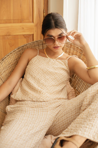 Cinta Top -Bisque Check