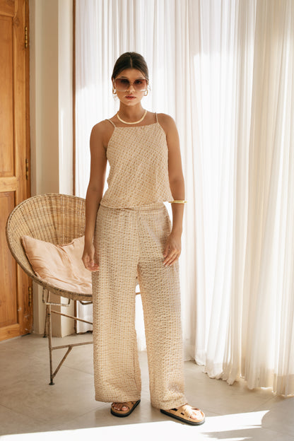 Cinta Top -Bisque Check