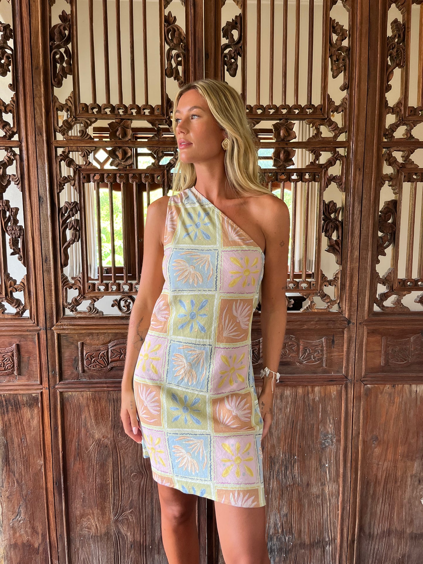 Weya Mini Dress - Botanical Tile