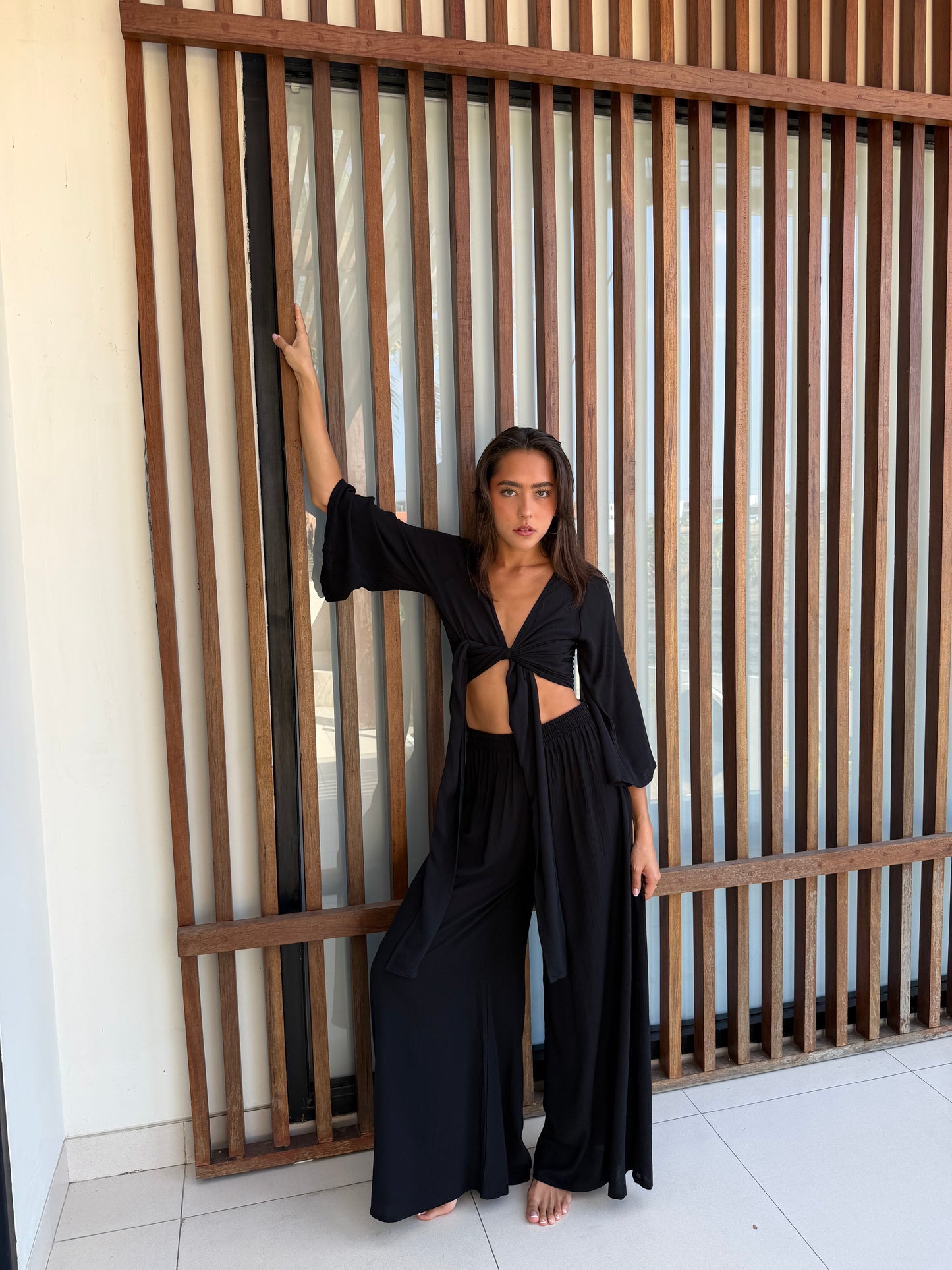 Wrap Top Crinkle - Black