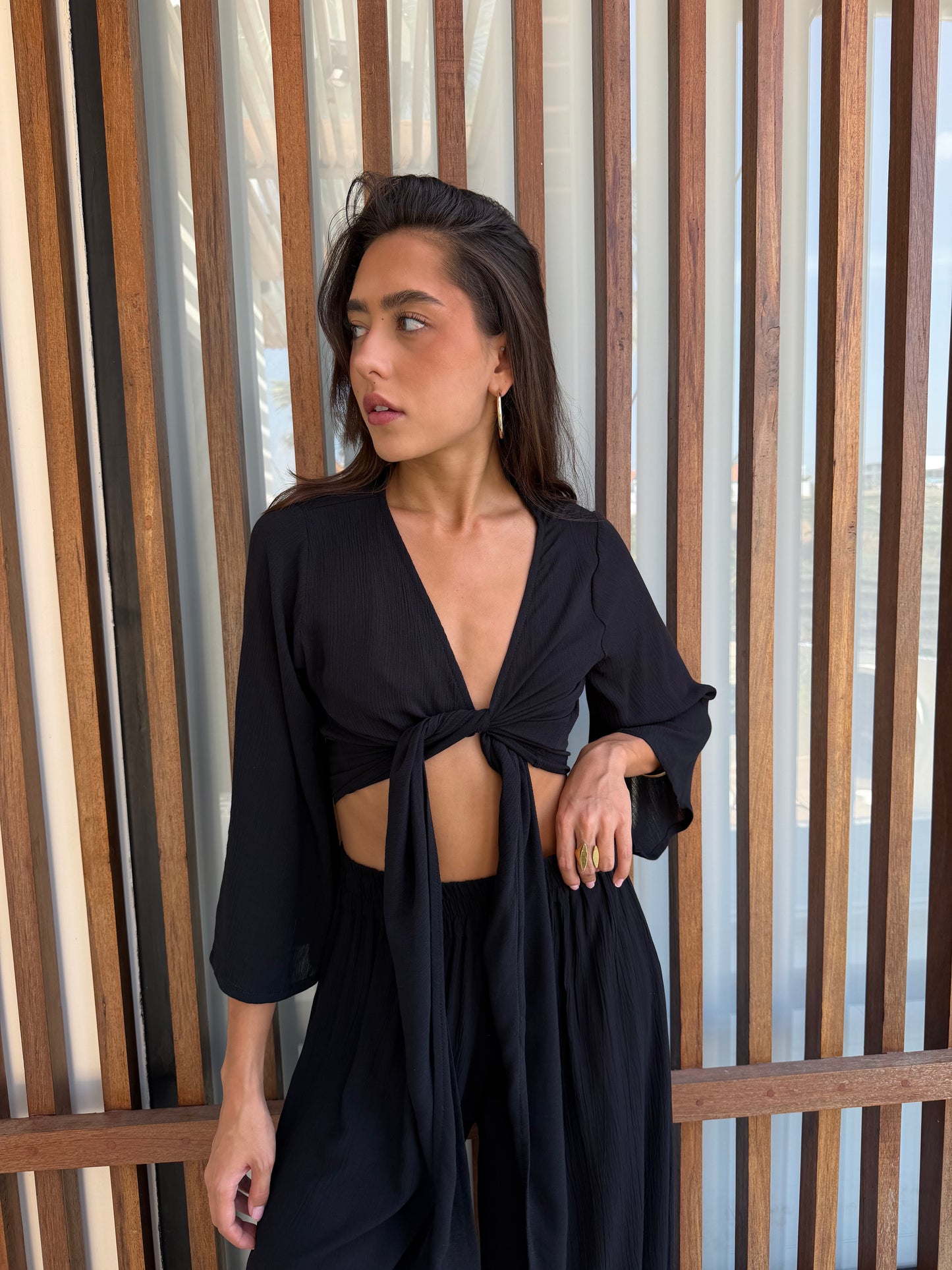 Wrap Top Crinkle - Black
