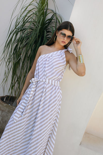Angel Maxi Dress - Beige Stripe
