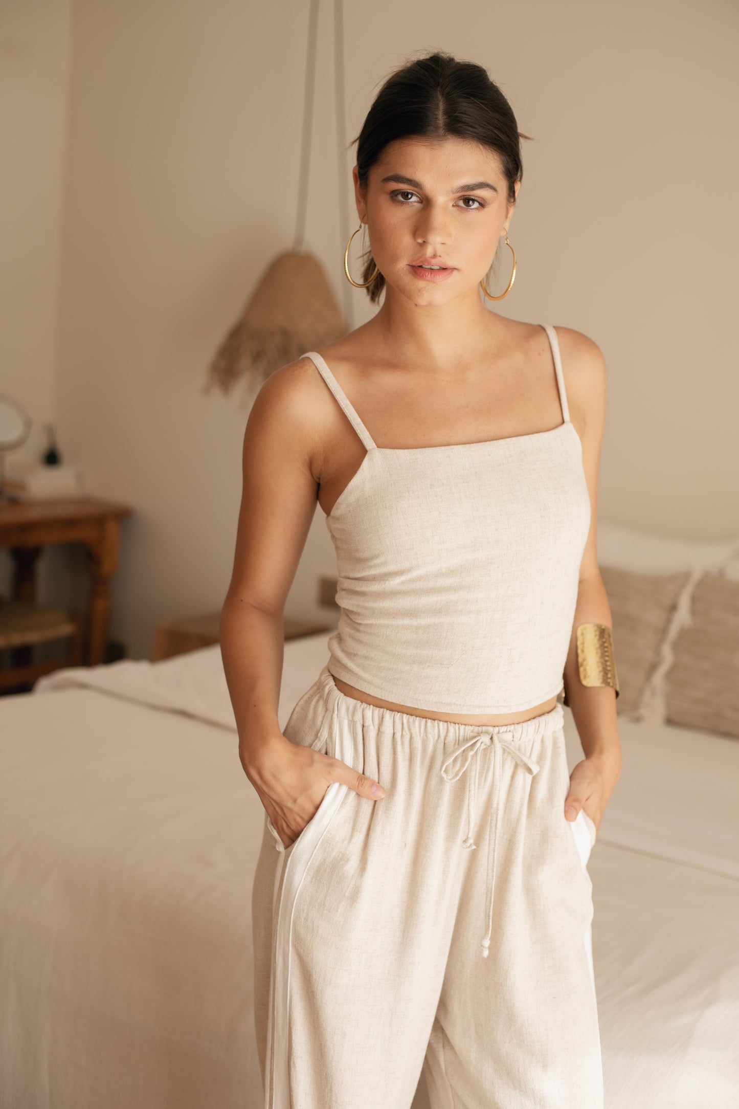 Marcy Top - Natural and Espresso