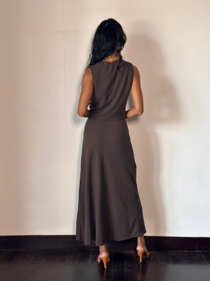 Lauren Skirt - Espresso Linen Rayon Crepe