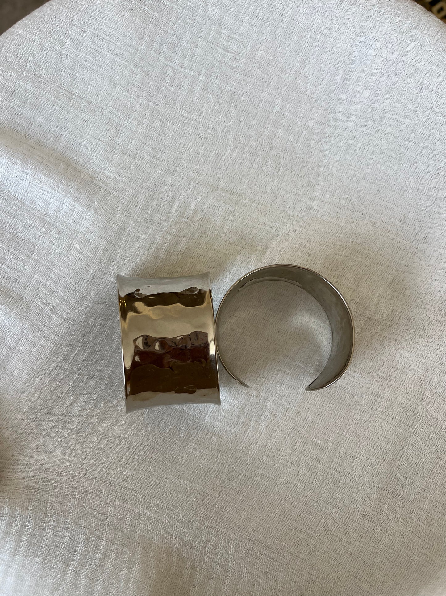 Hammered Cuff Bracelet in Silver