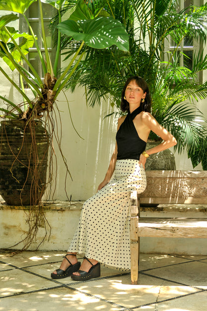 Lauren Skirt - Off White Polka Dot