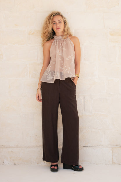 Tasha Top - Taupe embroidery