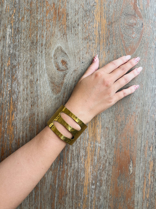 Cut-Out Hammered Cuff Bracelet in Gold