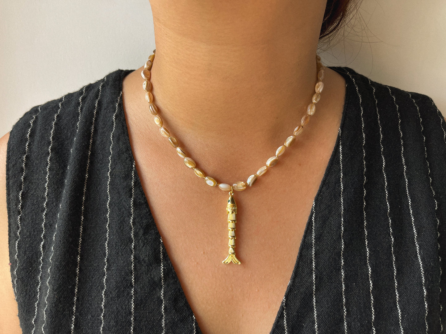 Fish Pendant Beaded Necklace