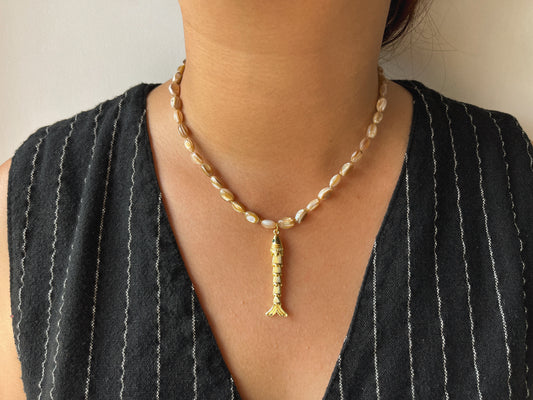 Fish Pendant Beaded Necklace