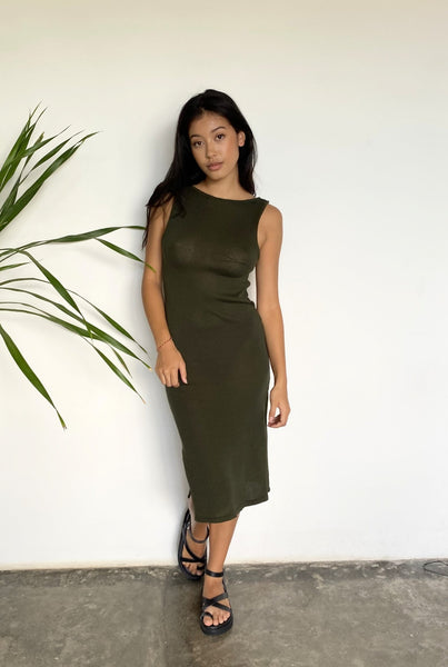 Caprilla Knit Dress - Olive green