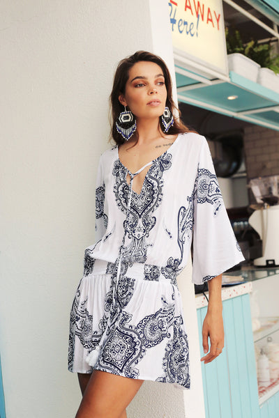 Tracie Mini Dress - Ocean  Paisley