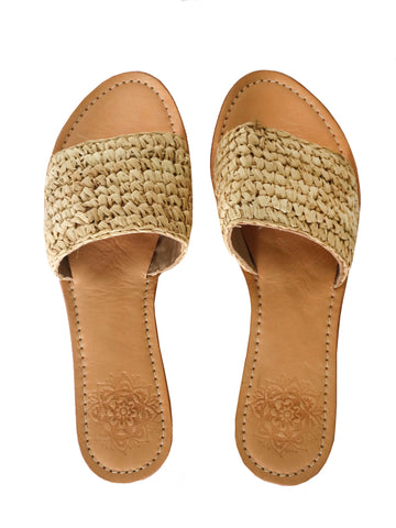 Raffia Slides - Natural