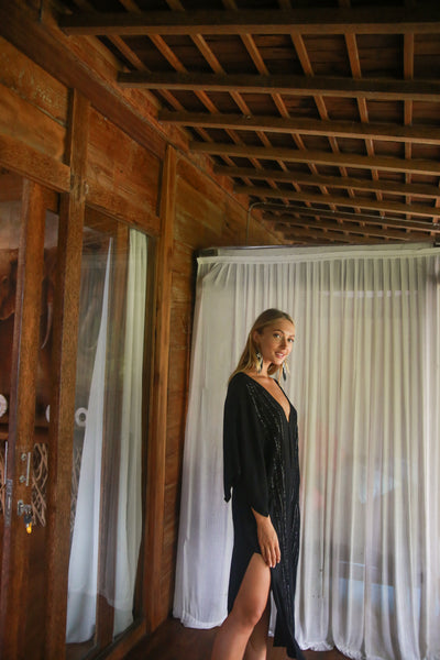 Capri sequin kaftan - Black